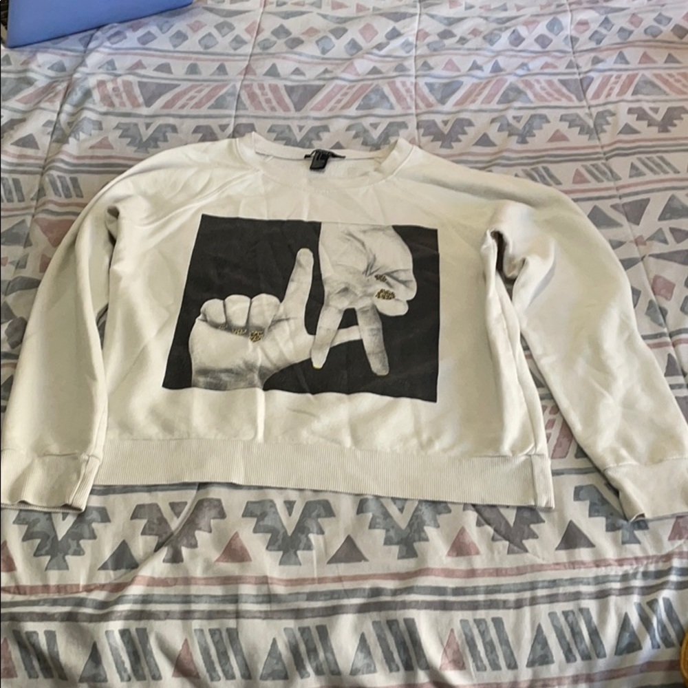 White Forever 21 “LA” sweater